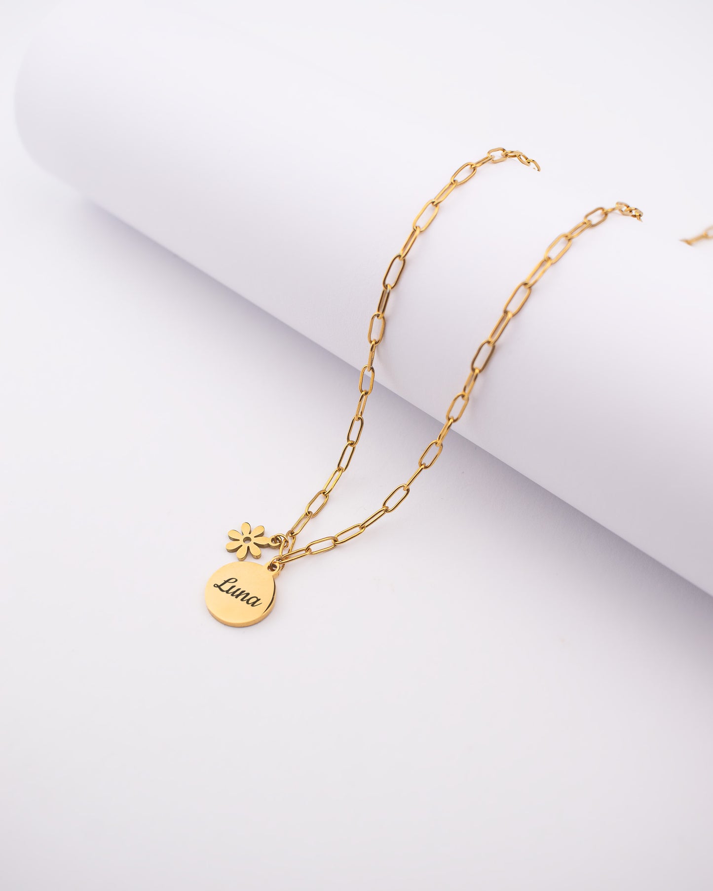 Stainless Steel Golden Round Multiple Pendants Necklace