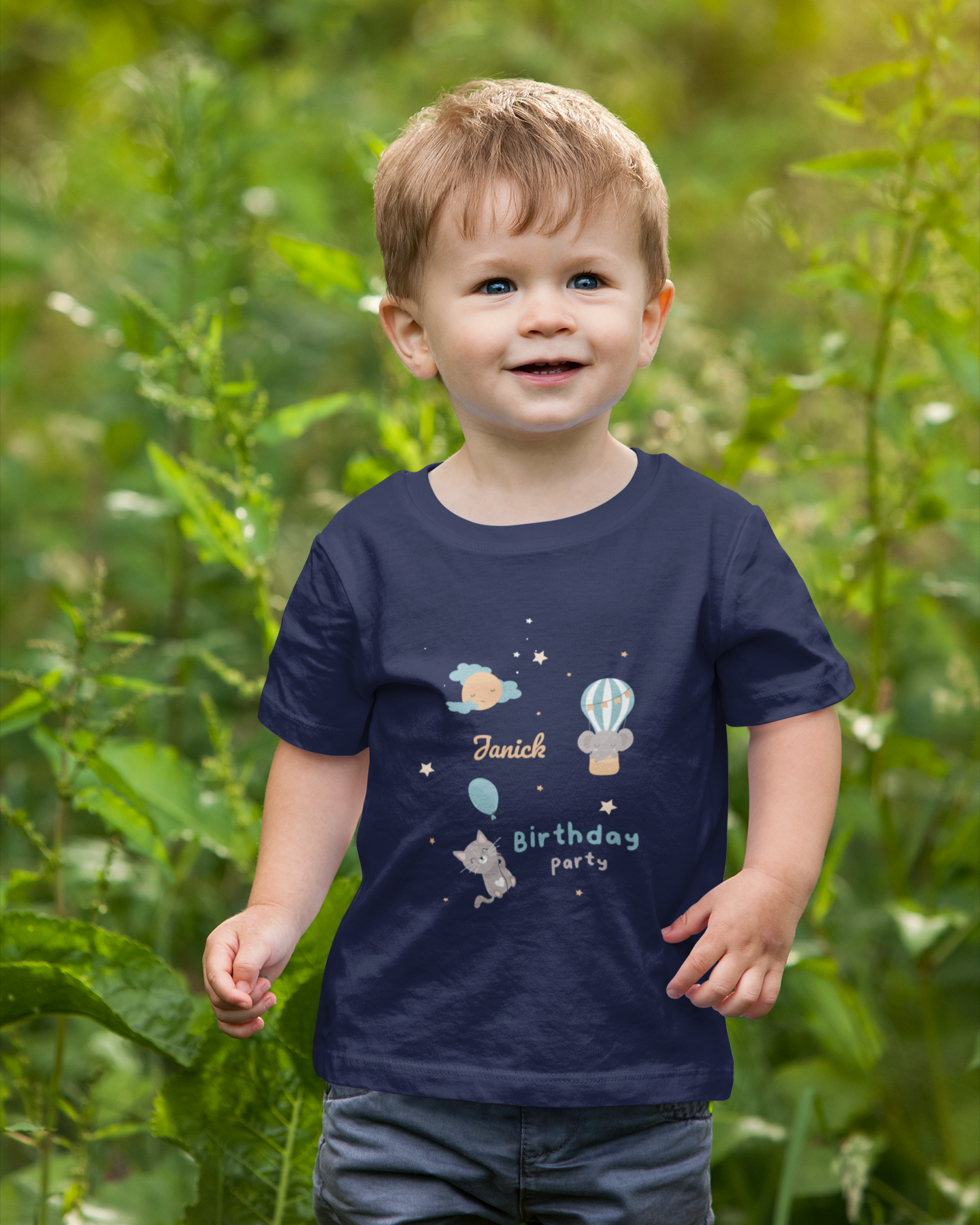 Birthday Cat Ballon Party - Baby Crewneck Unisex T-Shirt