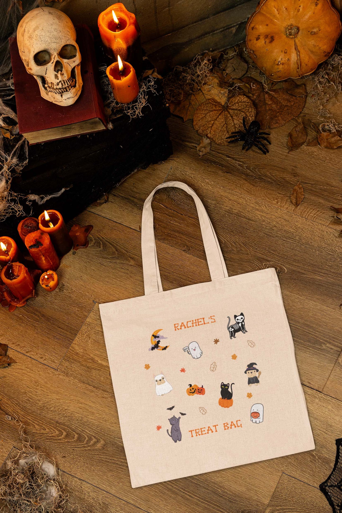 Kids Personalized Halloween Figures Tote Bag