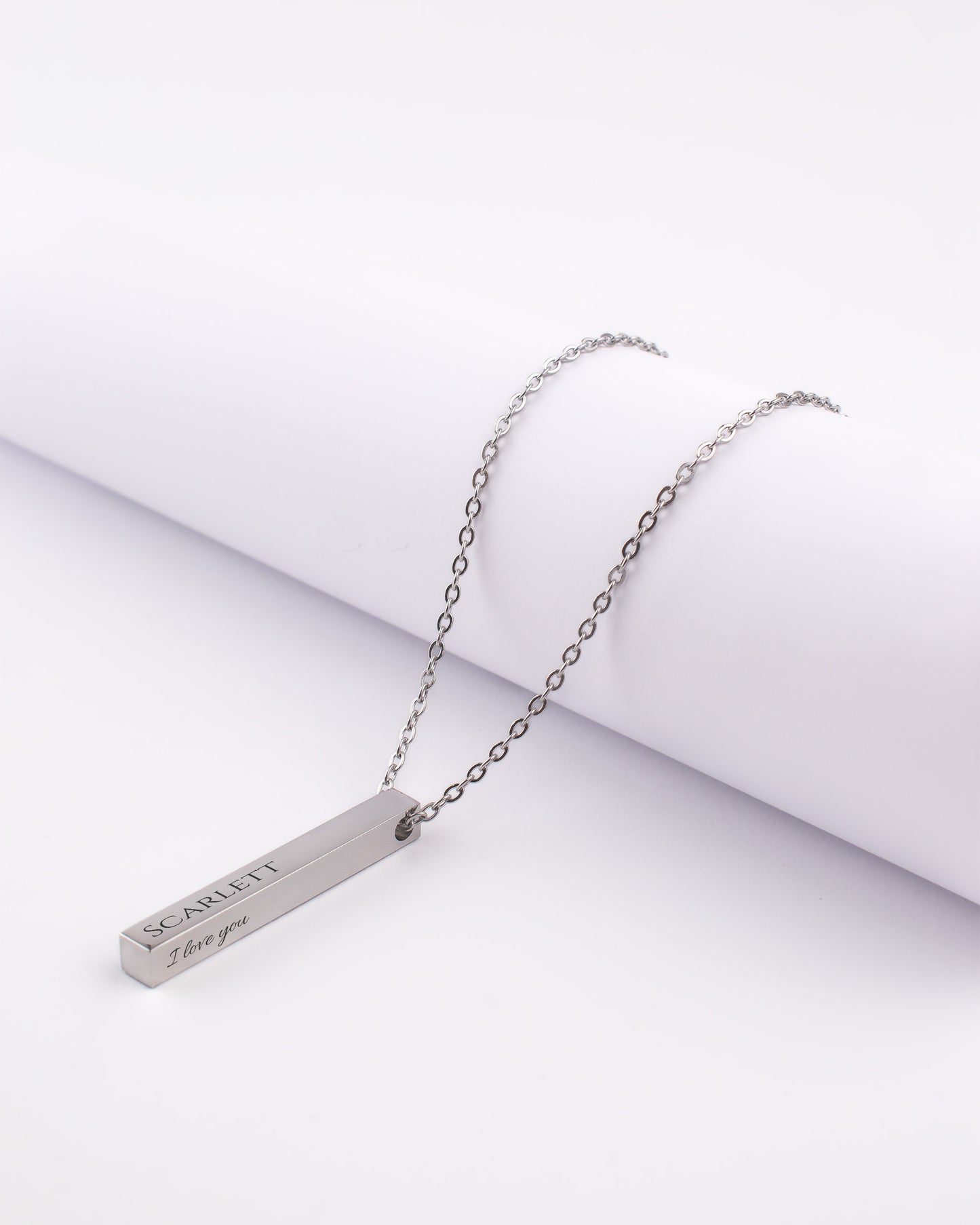 Stainless Steel Silver Bar Necklace