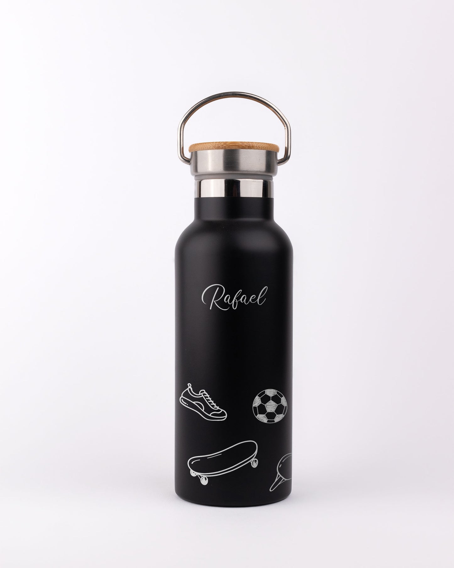 Black Stainless Steel Bamboo lid Bottle - Kid's Toys