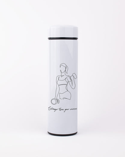 White Stainless Steel Thermal Bottle - Strong Woman