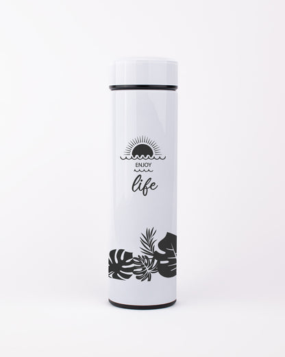 White Stainless Steel Thermal Bottle - Enjoy Life