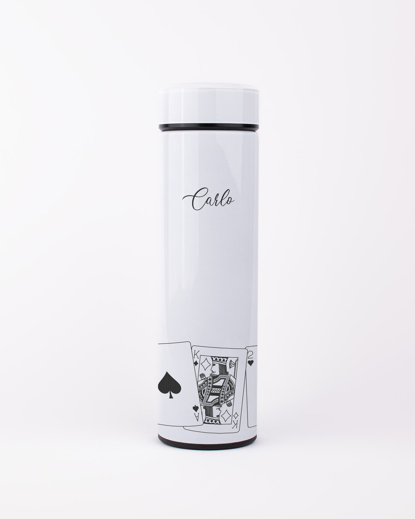 White Stainless Steel Thermal Bottle - Cards