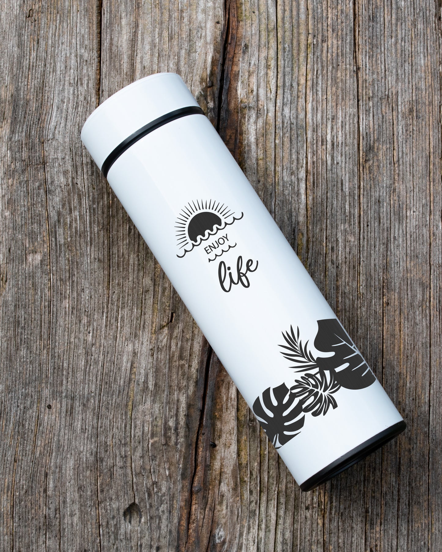 White Stainless Steel Thermal Bottle - Enjoy Life