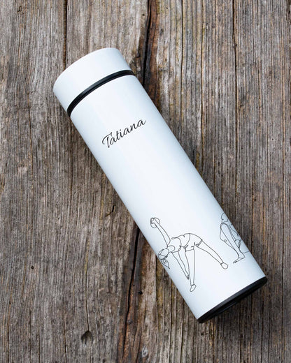 White Stainless Steel Thermal Bottle - Woman Yoga