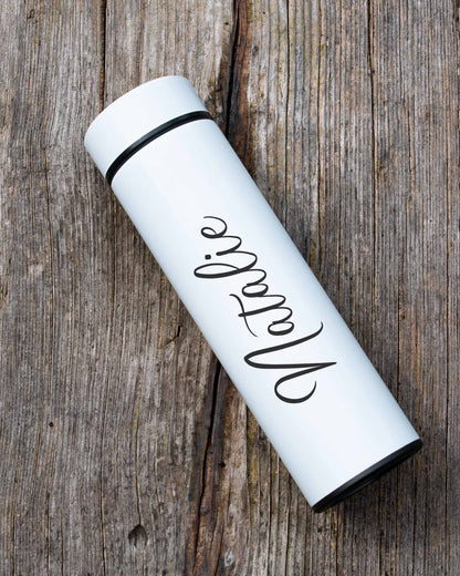 White Stainless Steel Thermal Bottle - Just Name