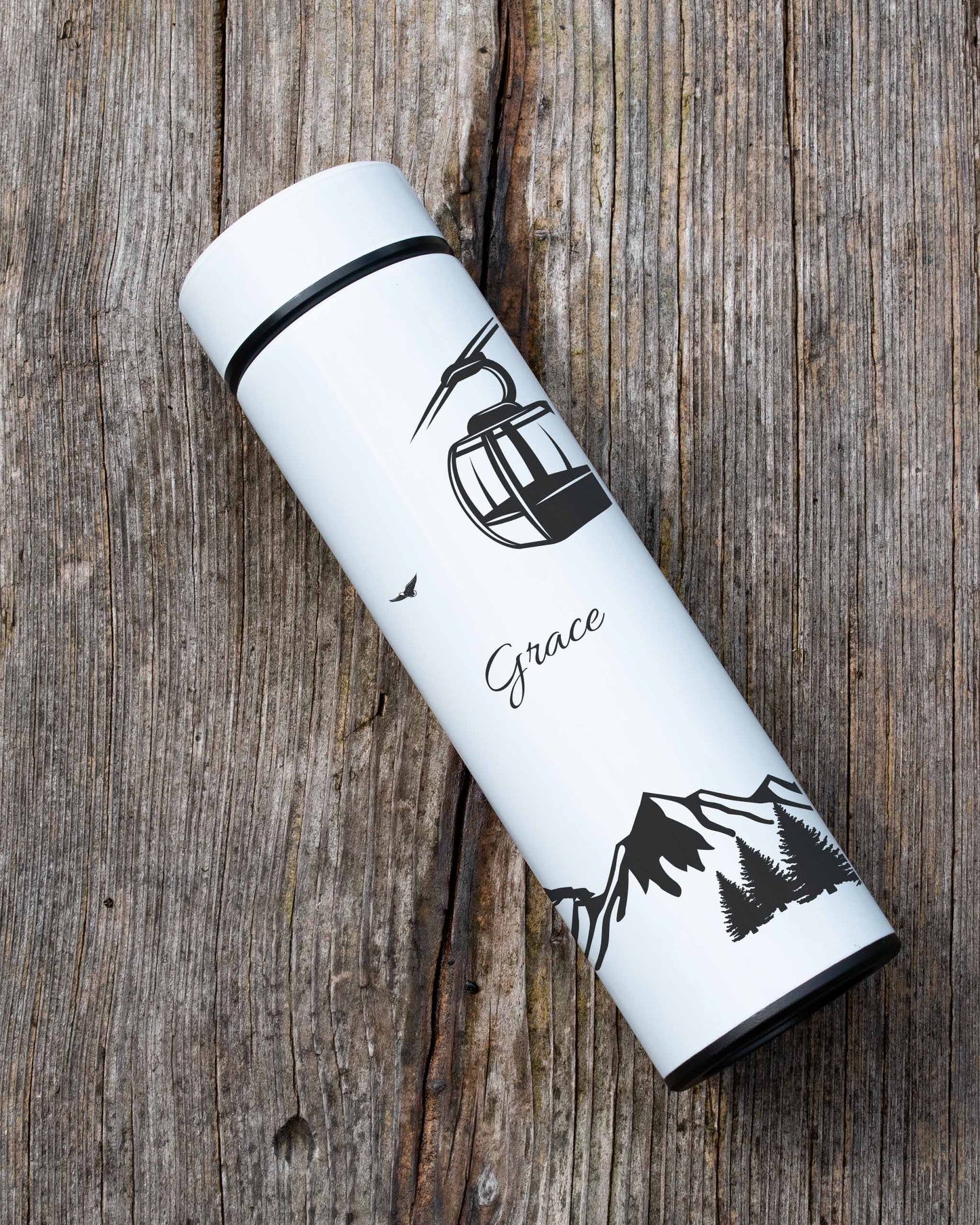 White Stainless Steel Thermal Bottle - Mountain Adventure