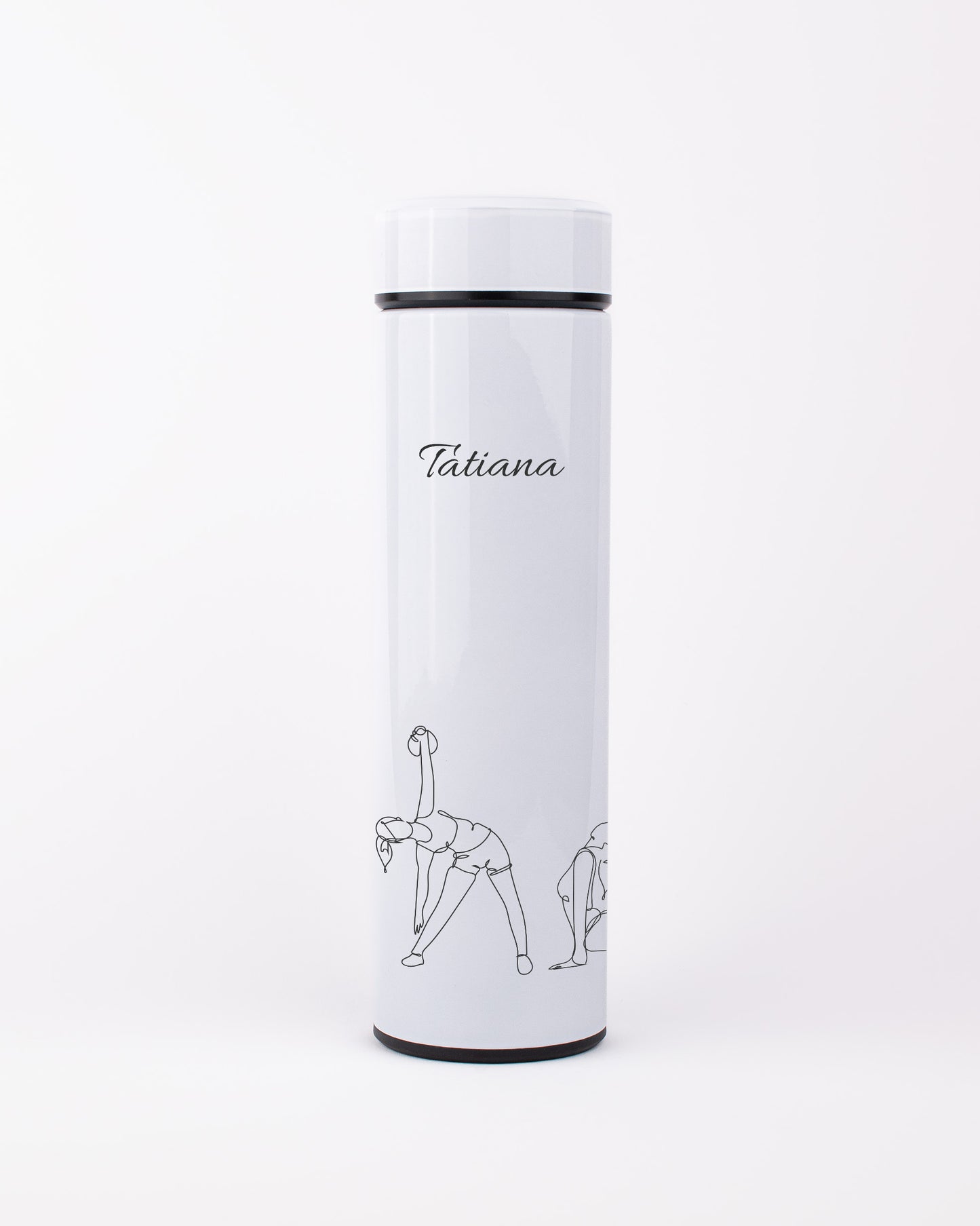 White Stainless Steel Thermal Bottle - Woman Yoga