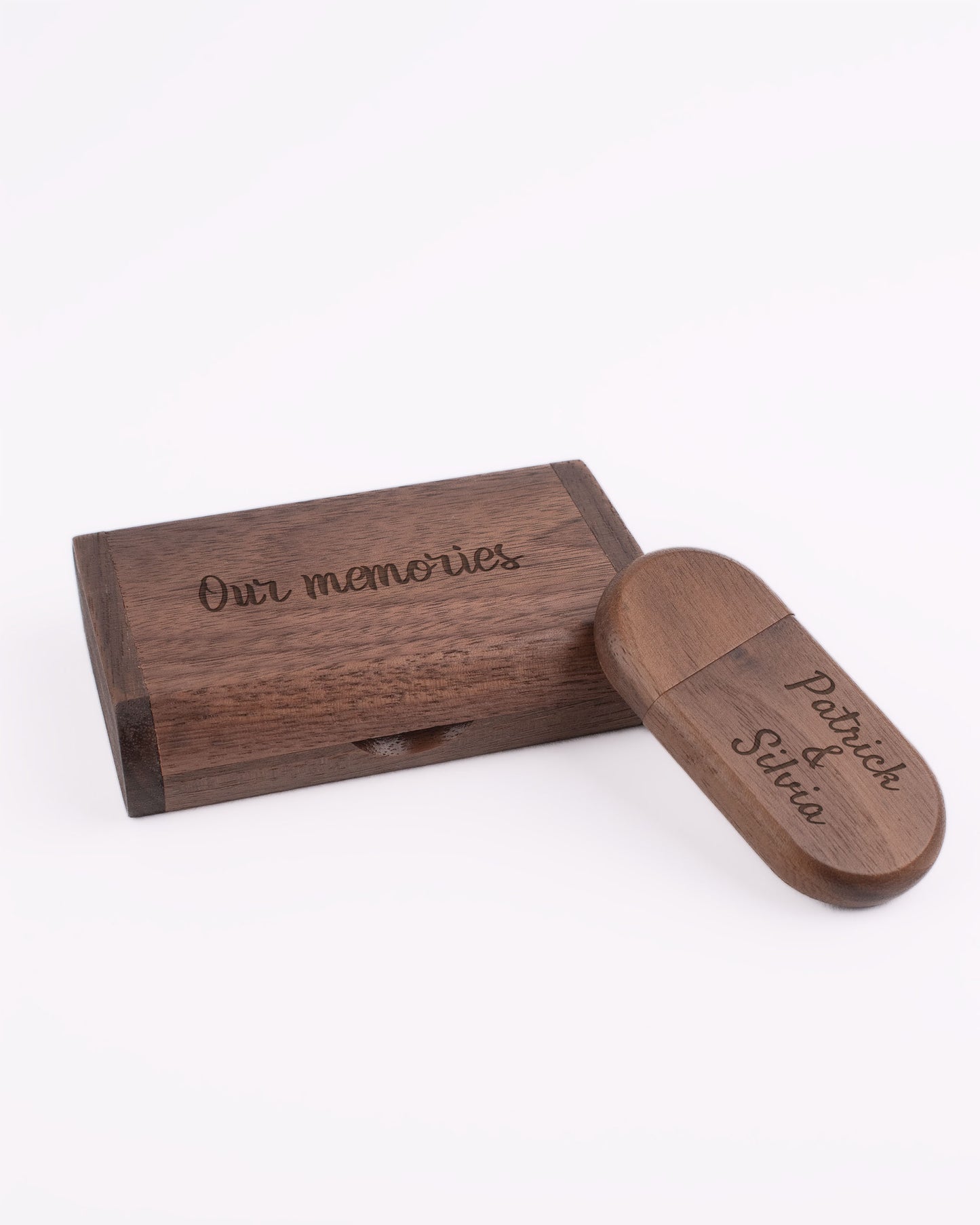 Dark Wood Box with USB Stick - Name or Quote