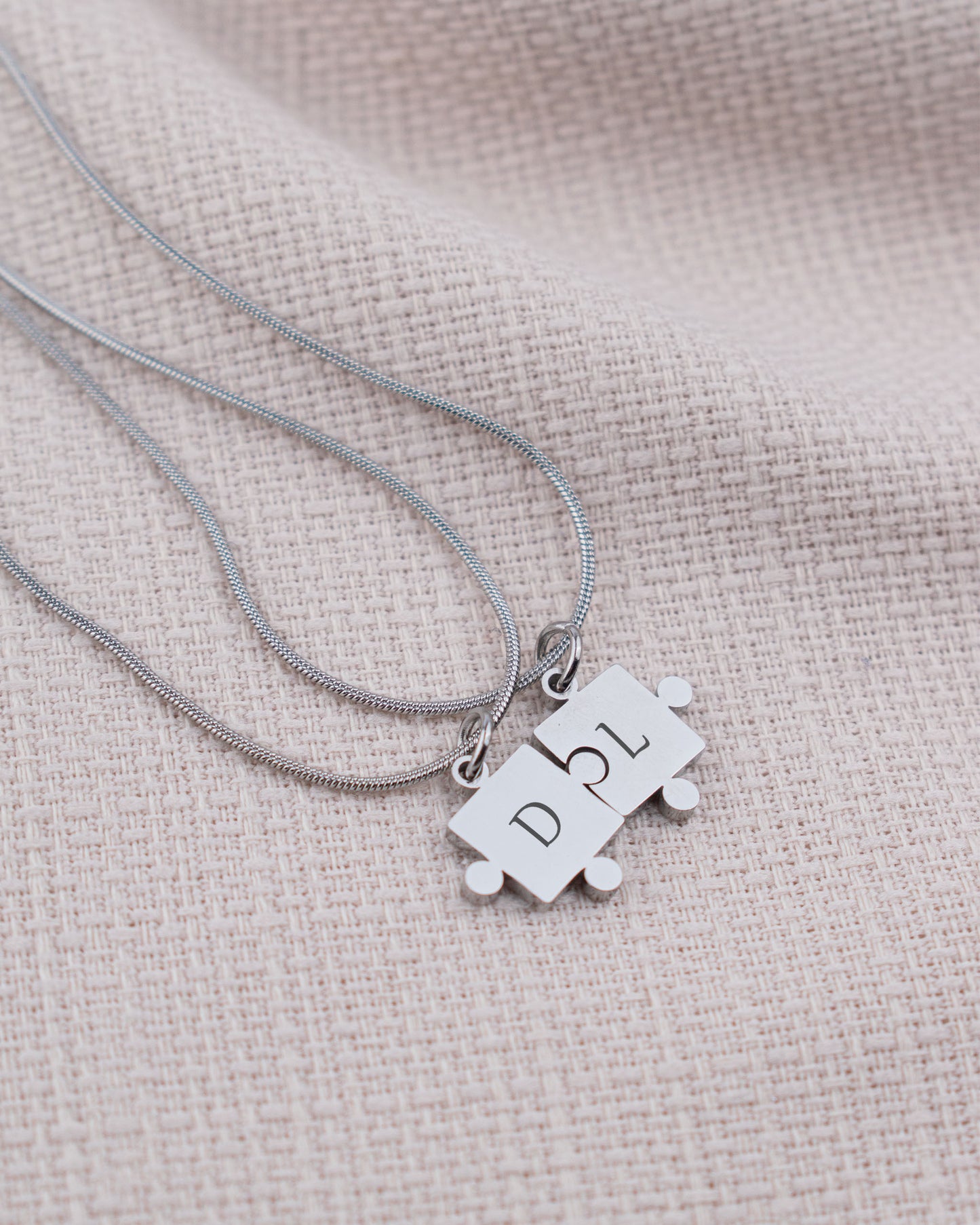 Gray Personalised and engraved Jewellery, stainless steel Puzzle necklace