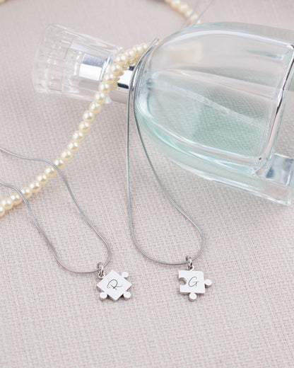 Gray Personalised and engraved Jewellery, stainless steel puzzle  necklace