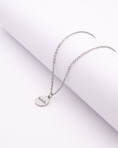 Gray Personalised and engraved Jewellery, stainless steel Round necklace