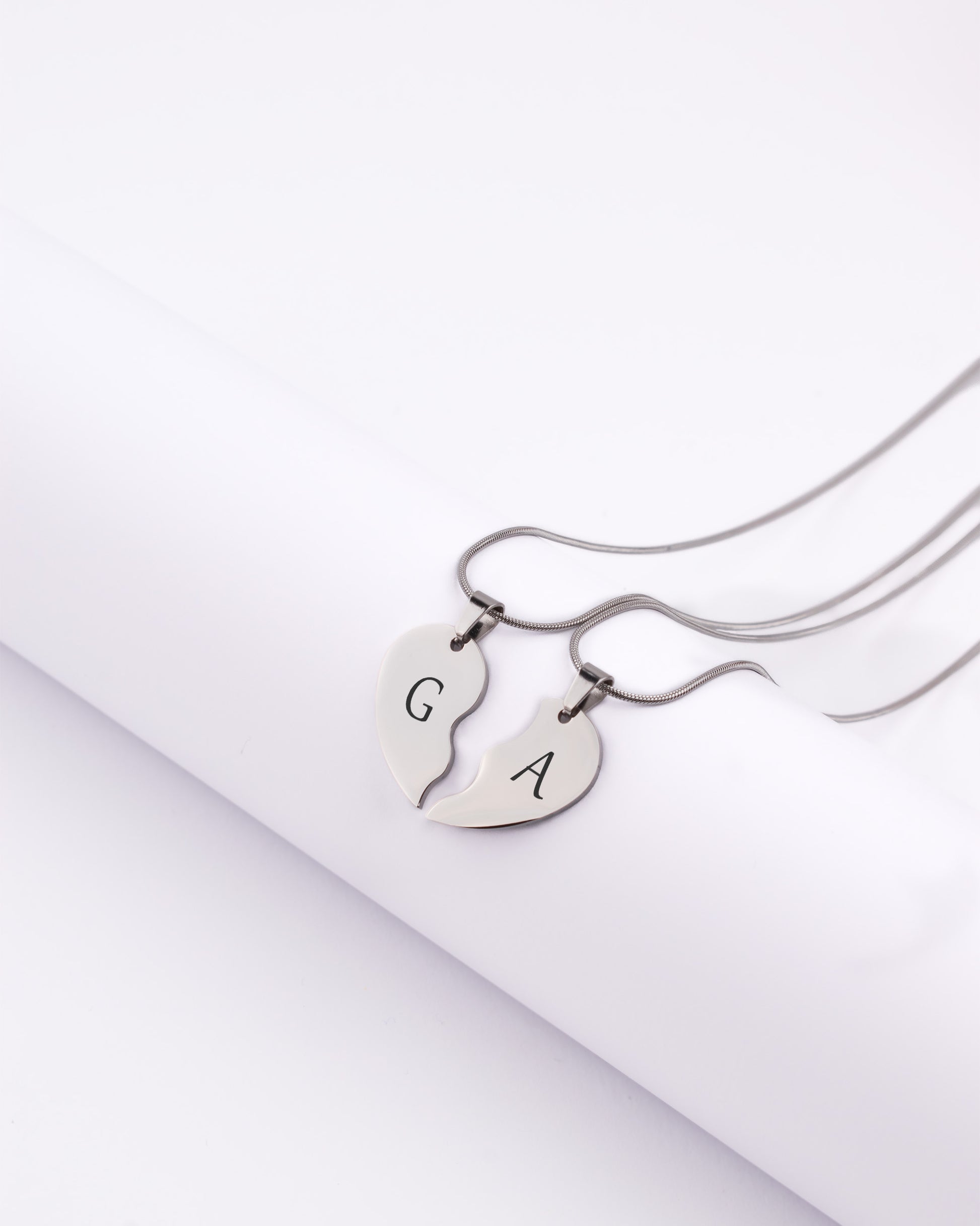 Gray Personalised and engraved Jewellery, stainless steel heart necklace