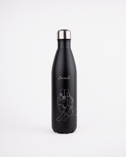 Black Stainless Steel Thermal Bottle - Books