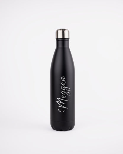 Black Stainless Steel Thermal Bottle - Just Name