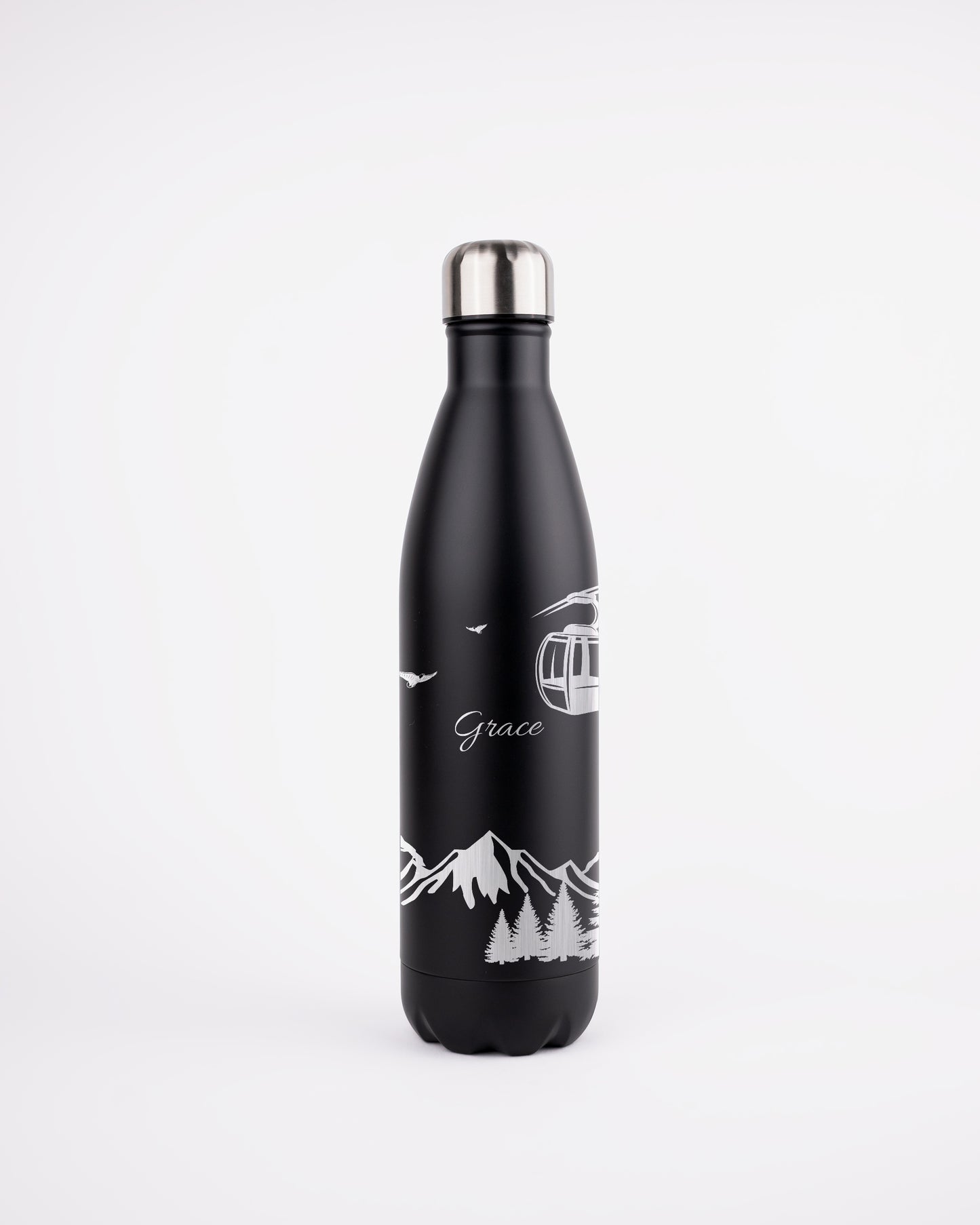 Black Stainless Steel Thermal Bottle - Mountain Adventure