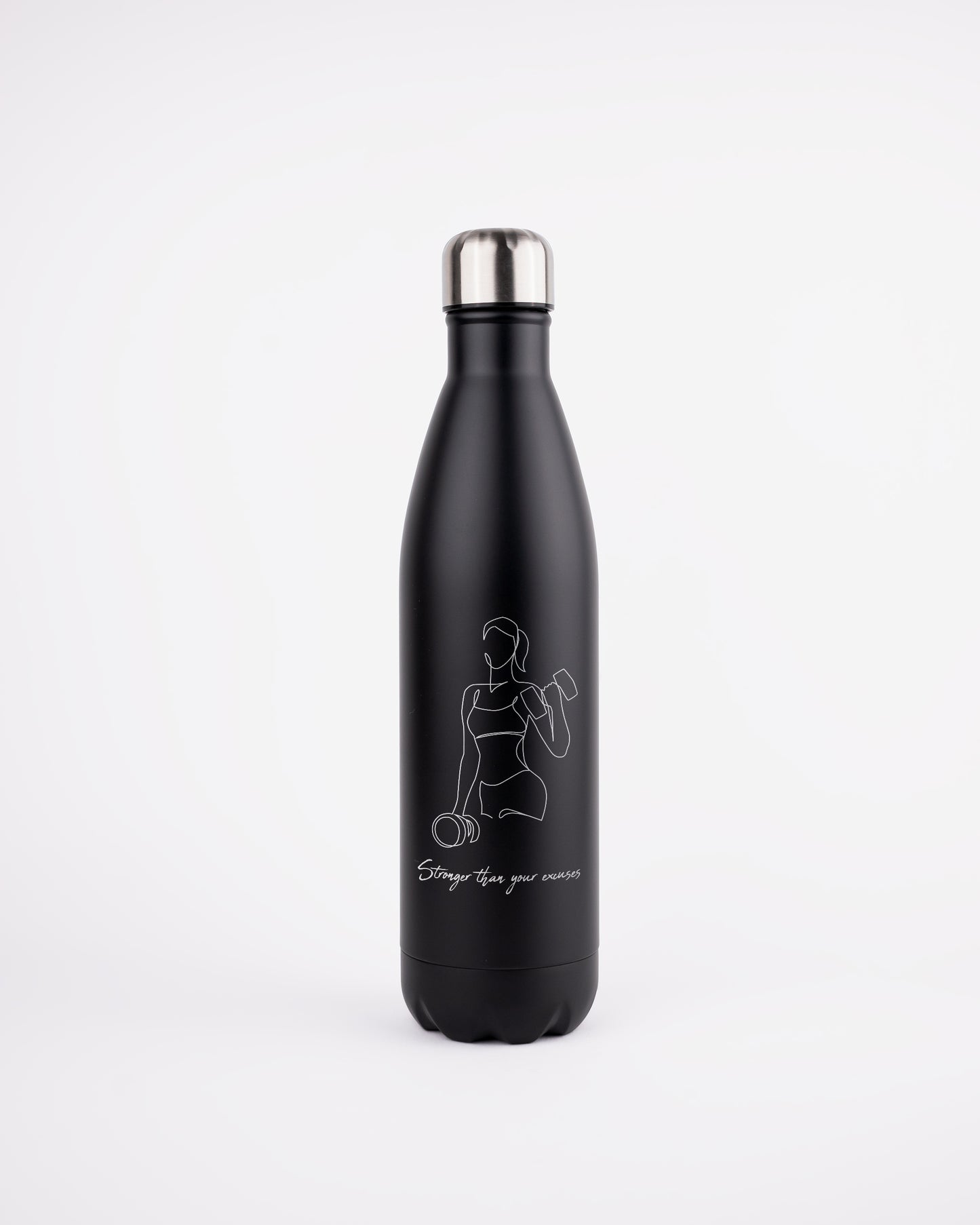 Black Stainless Steel Thermal Bottle - Strong Woman