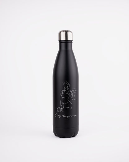 Black Stainless Steel Thermal Bottle - Strong Woman