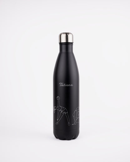 Black Stainless Steel Thermal Bottle - Woman Yoga