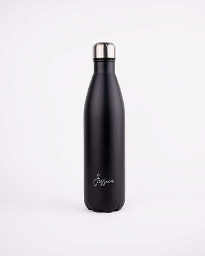 Black Stainless Steel Thermal Bottle - Strong Woman