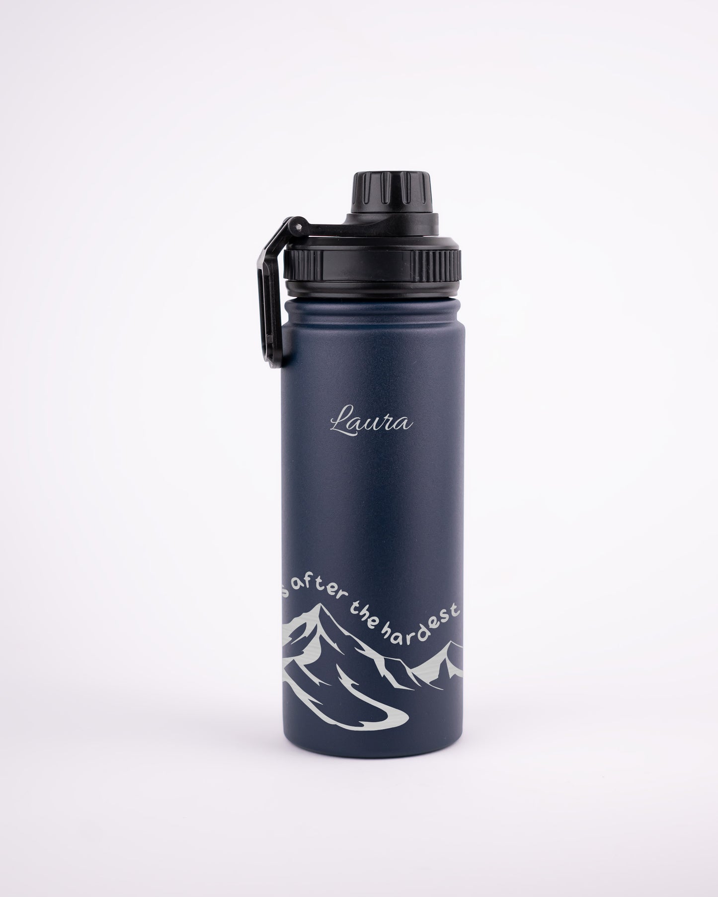 Stainless Steel Navy Blue 500ml Bottle -  Mountain Quote