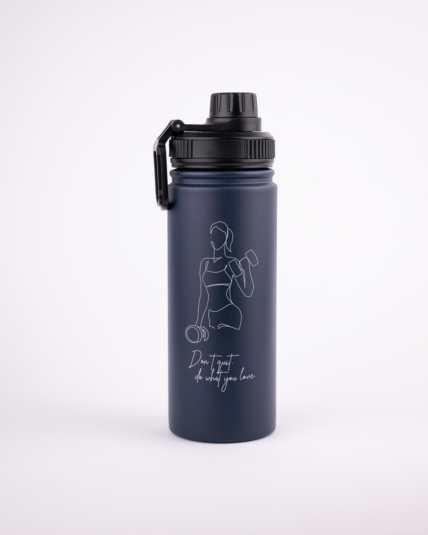 Stainless Steel Navy Blue 500ml Bottle - Strong Woman