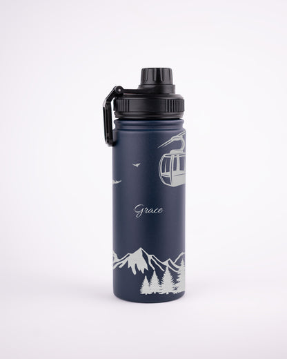 Stainless Steel Navy Blue 500ml Bottle -  Mountain Adventure