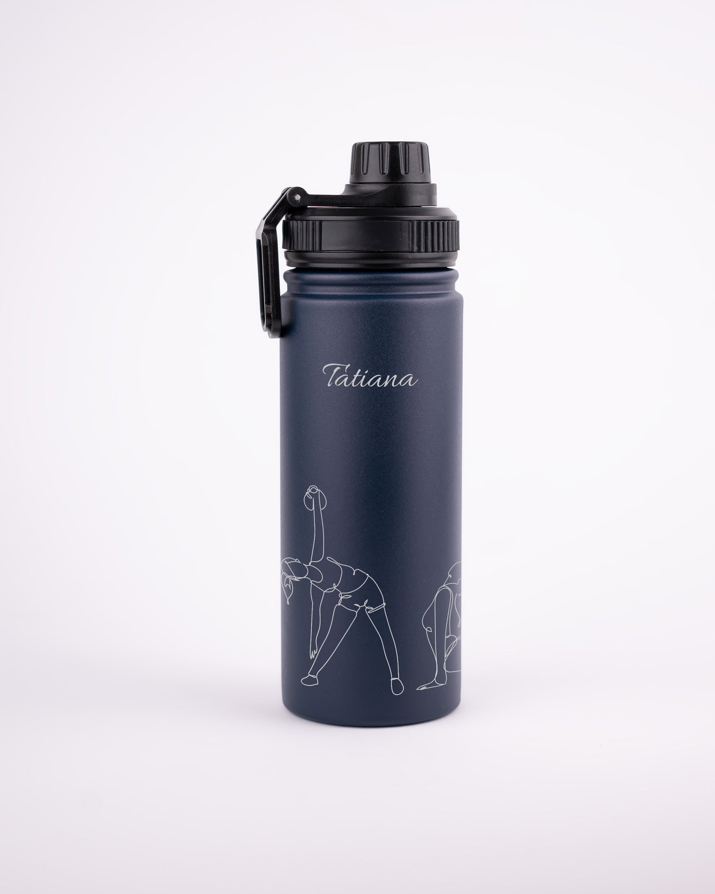 Stainless Steel Navy Blue 500ml Bottle - Woman Yoga