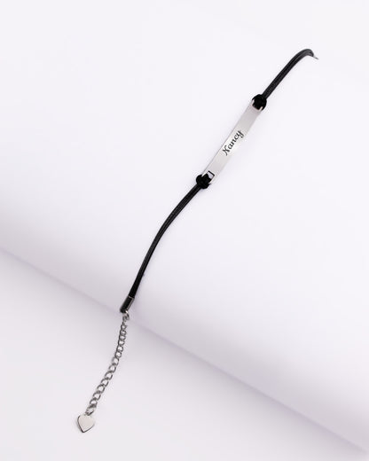 Stainless Steel Black Cord Bracelet