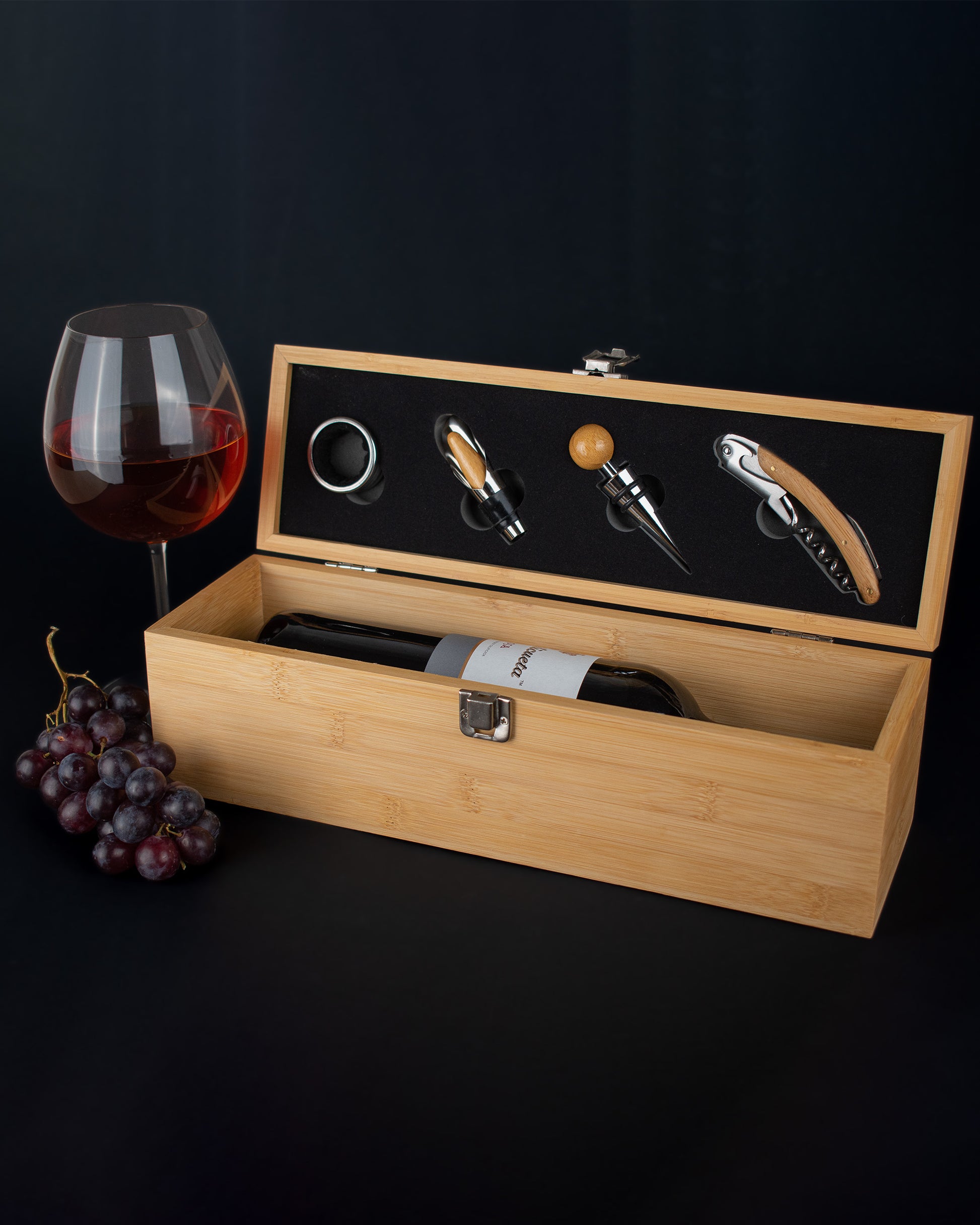 Engraved premium Wood Wine Box, Open Box