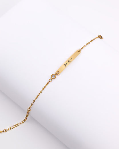 Stainless Steel Golden Stone Bar Bracelet