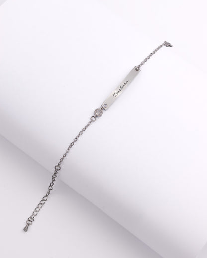 Stainless Steel Silver Stone Bar Bracelet