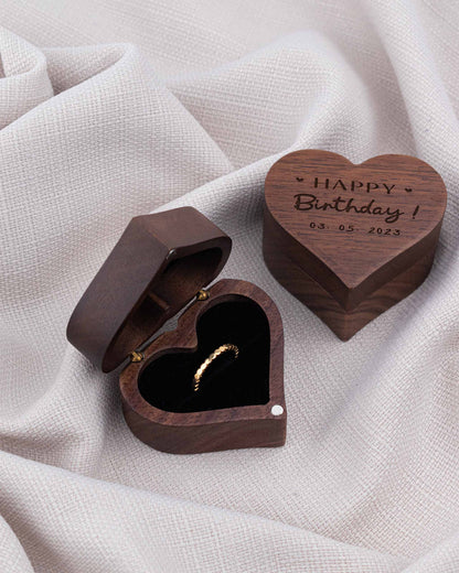 Wood Heart Jewelry Box - Happy Birthday