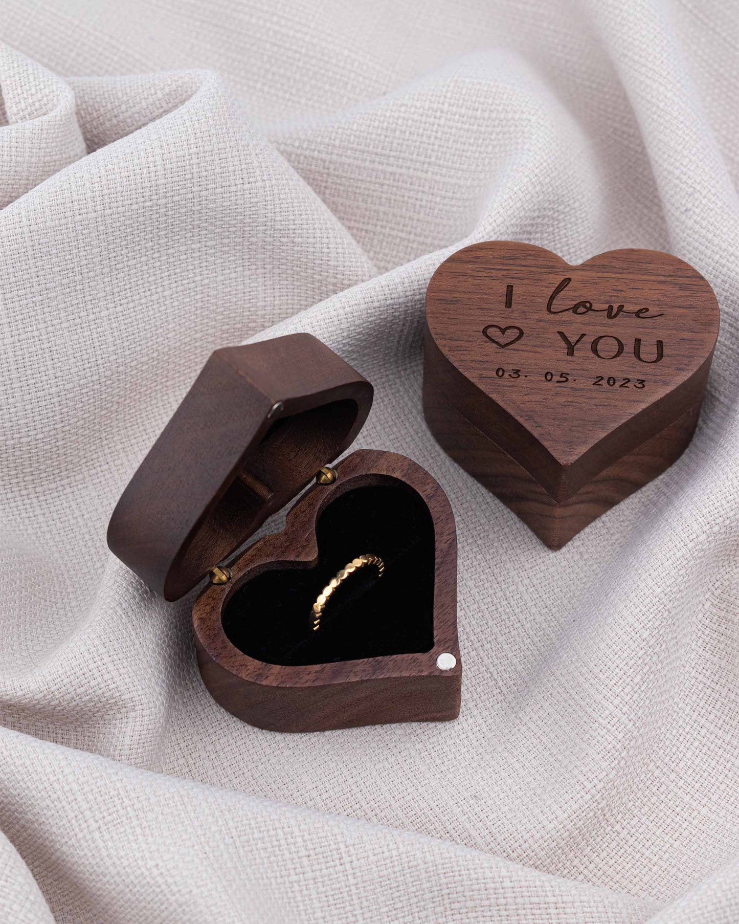 Wood Heart Jewelry Box - I Love You