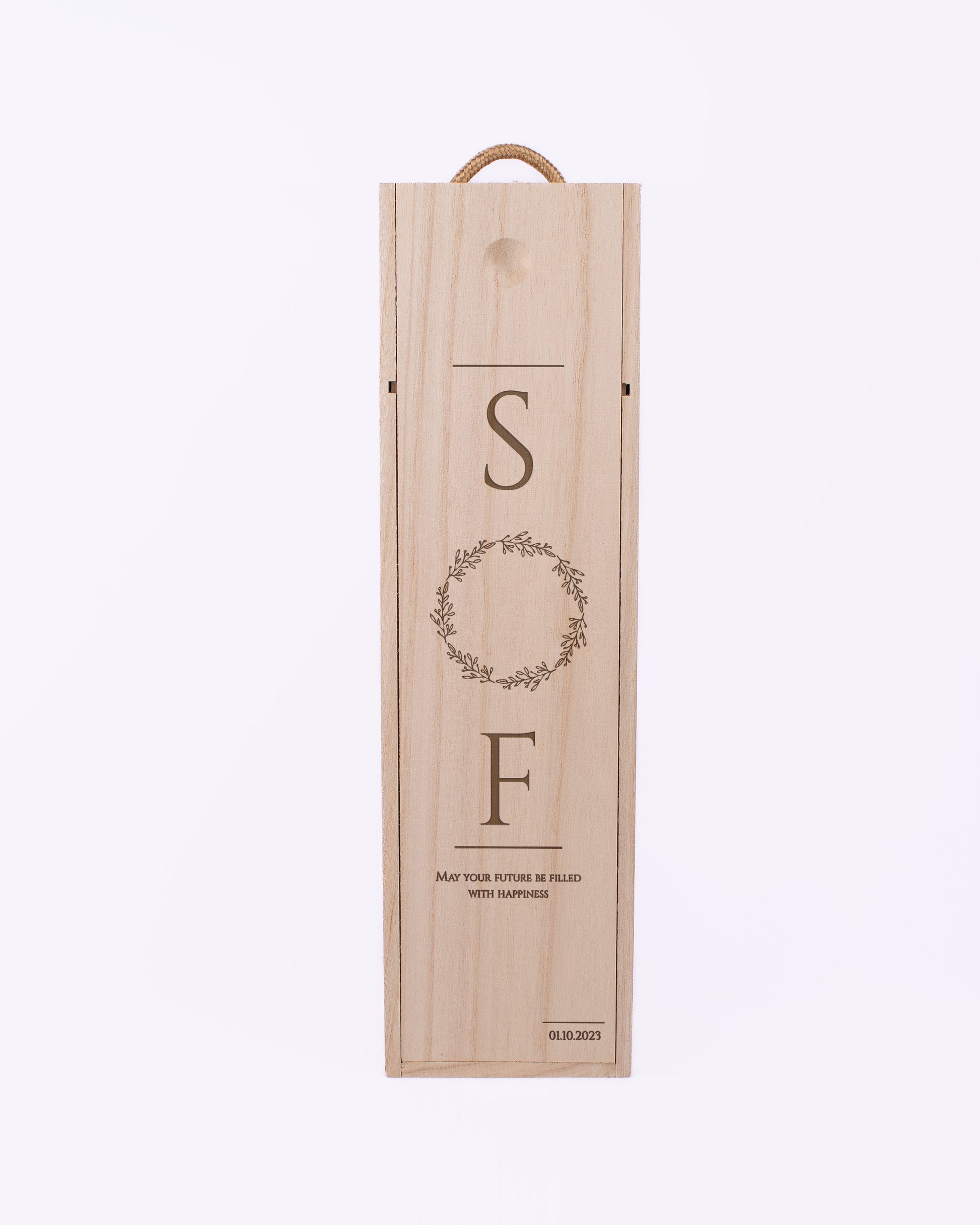 Engraved Wood Wine Box, Front side