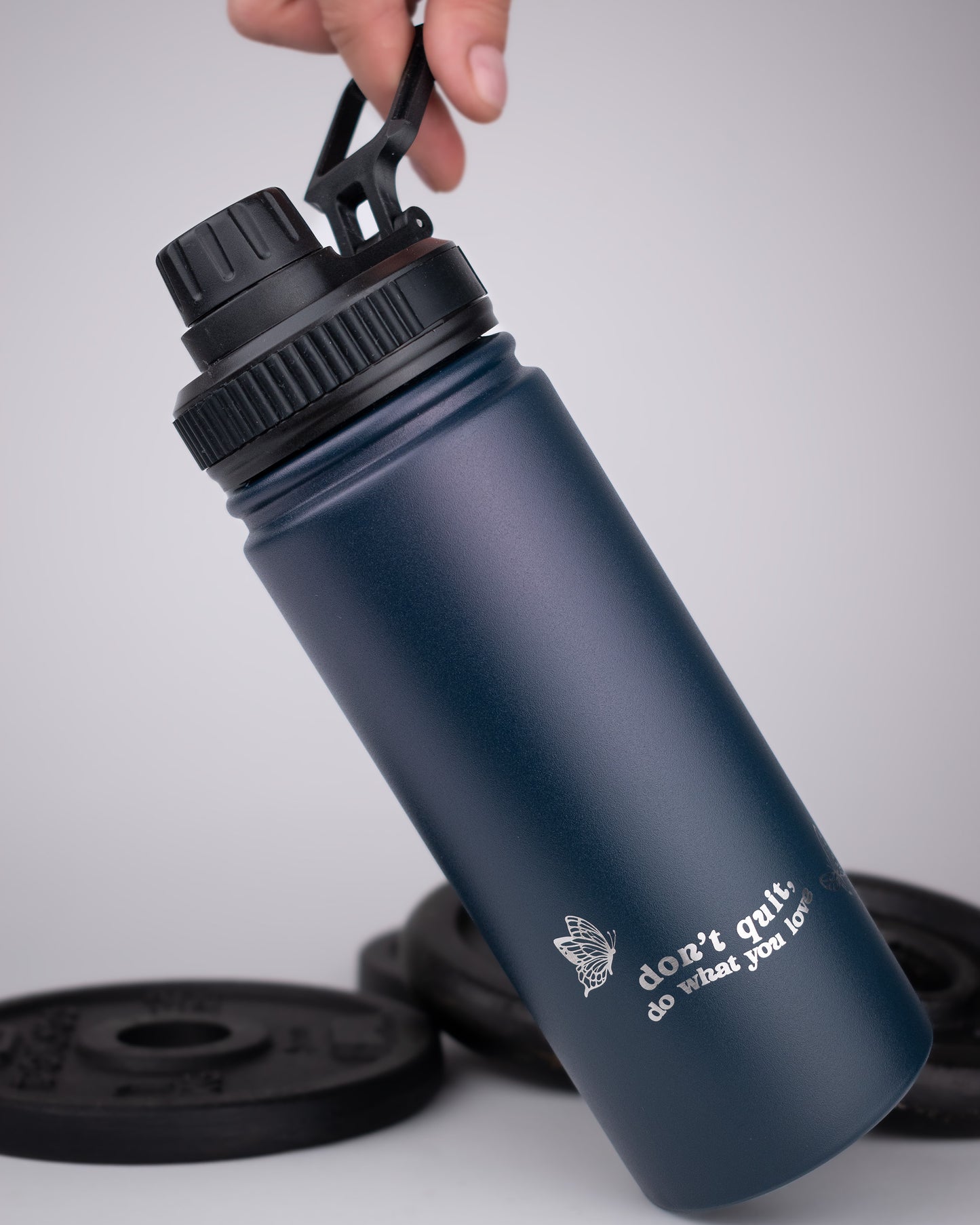 Stainless Steel Navy Blue 500ml Bottle -  Just Name