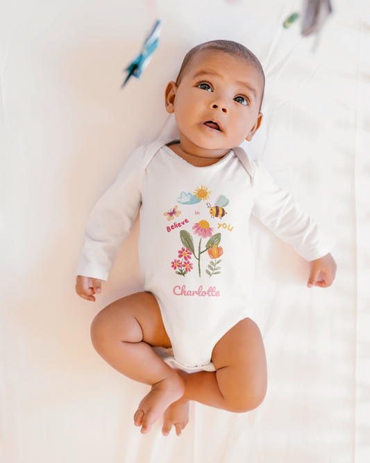 Custom Name - Classic Baby Long Sleeve Bodysuit