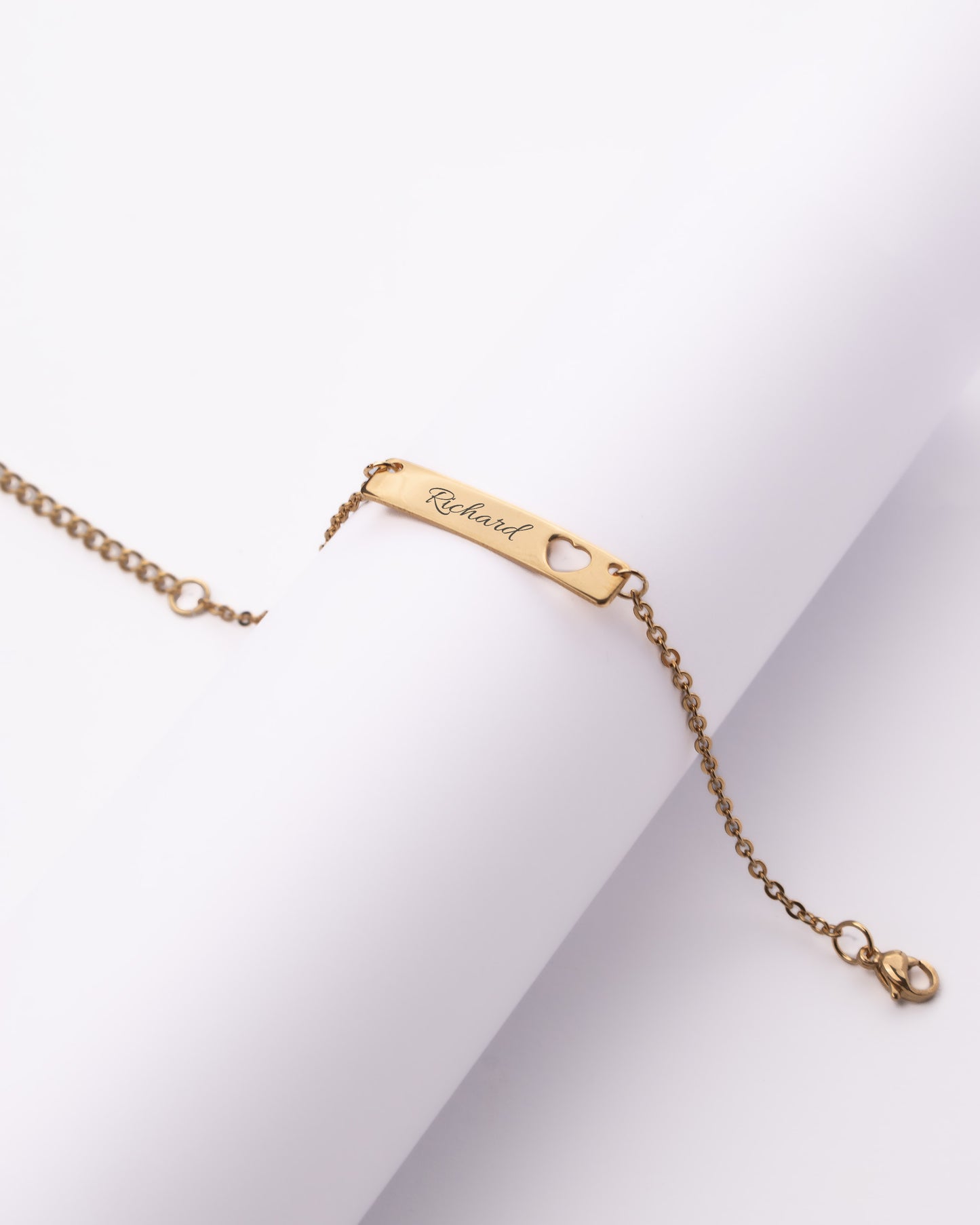 Stainless Steel Golden Heart Bar Bracelet