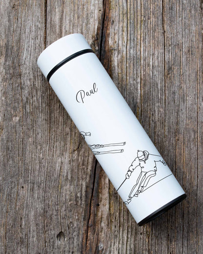 White Stainless Steel Thermal Bottle - Ski Athletes