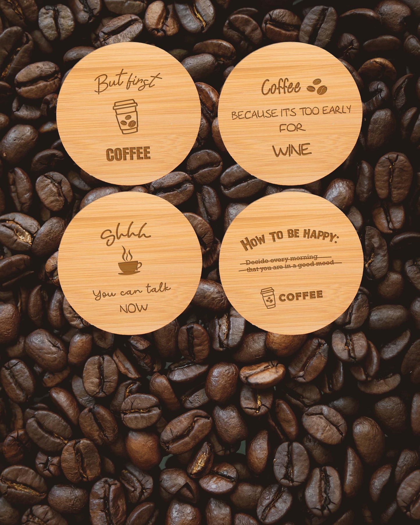 Coffee Mixed Coaster Set (Pack of 4 coasters)