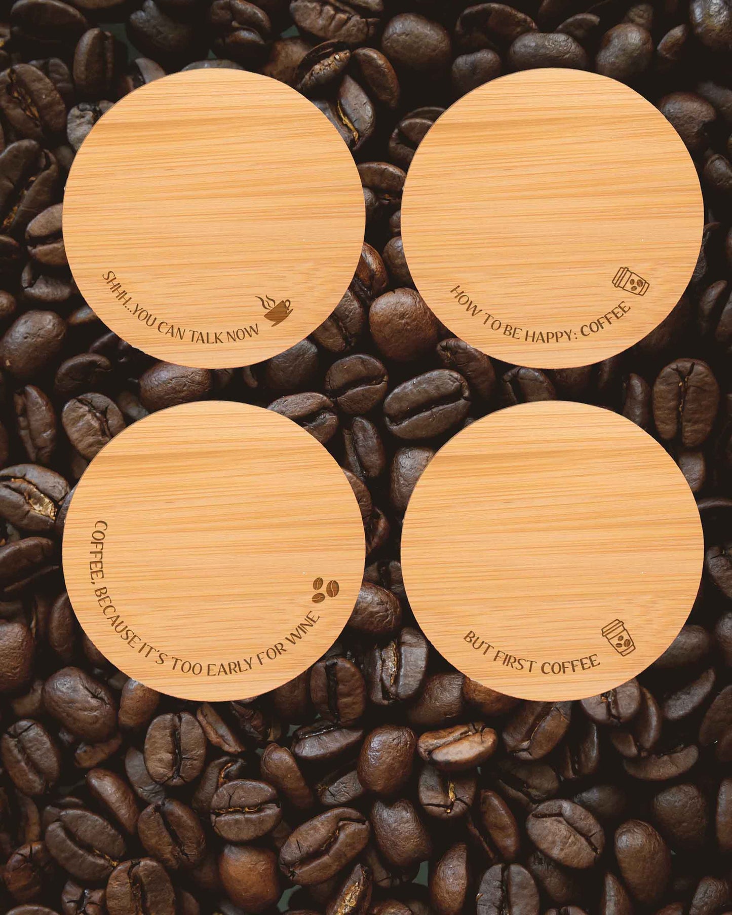 Coffee Quotes Coaster Set (Pack of 4 coasters)