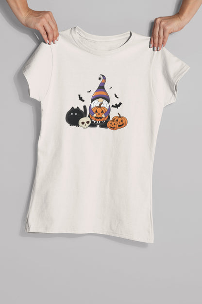 T-Shirt Halloween Gnom and Cat